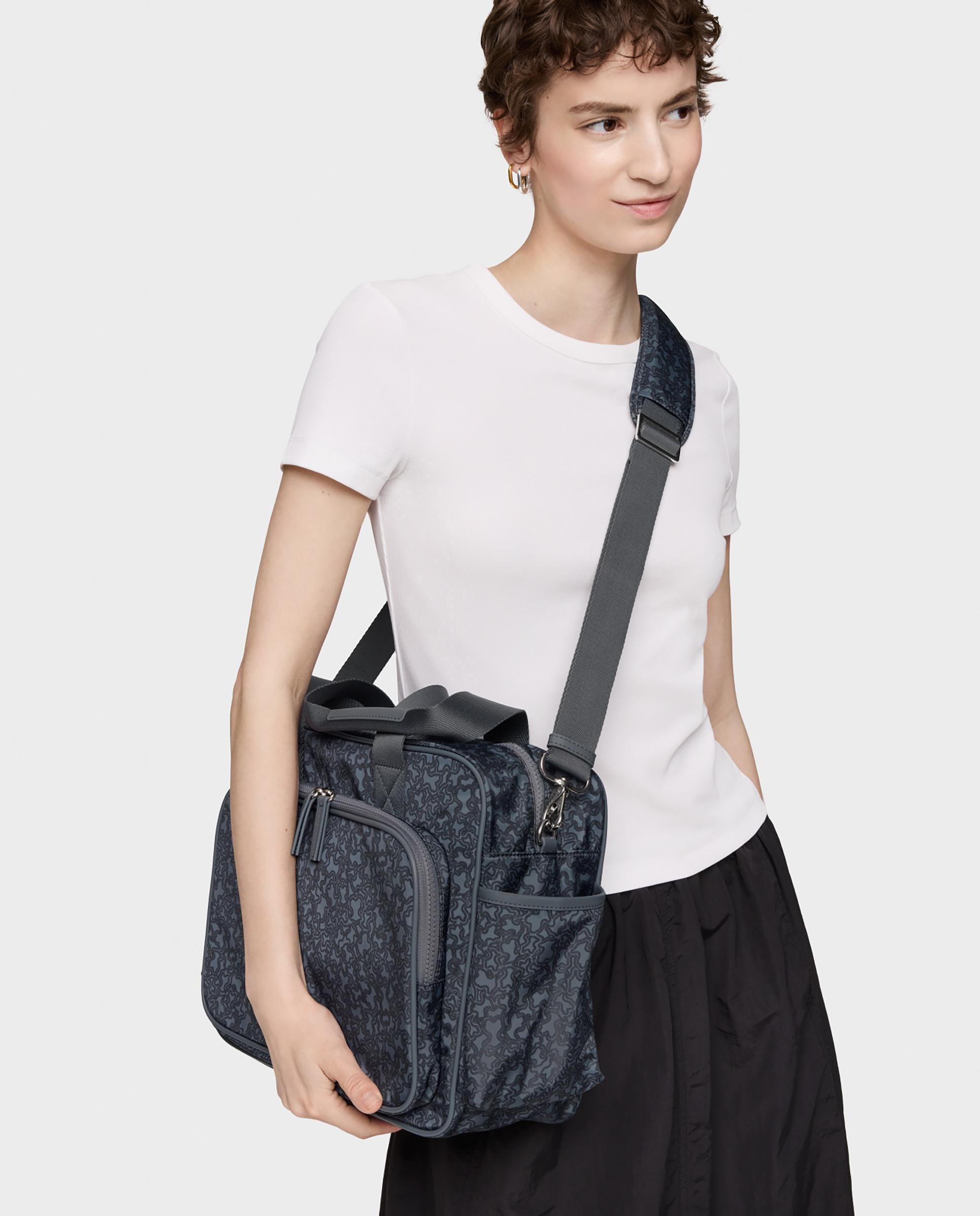 Mala de Ombro Kaos Mini Lines Soft Multiposições Estampada Cinzento-5