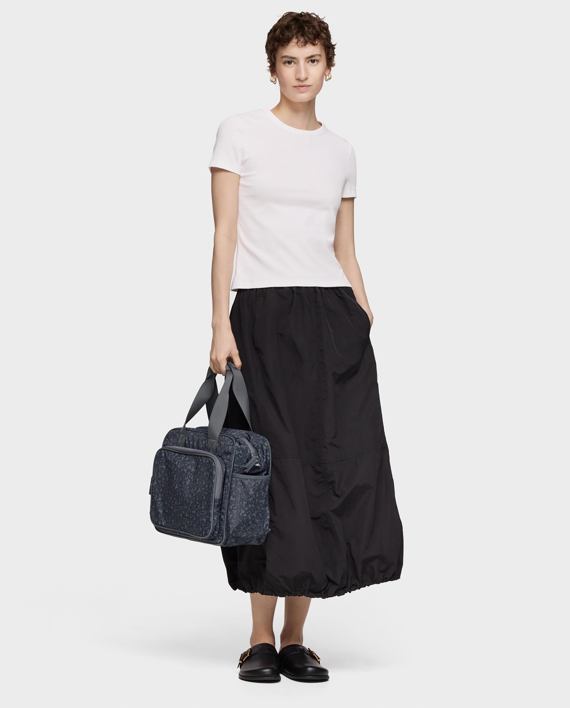 Mala de Ombro Kaos Mini Lines Soft Multiposições Estampada Cinzento-6