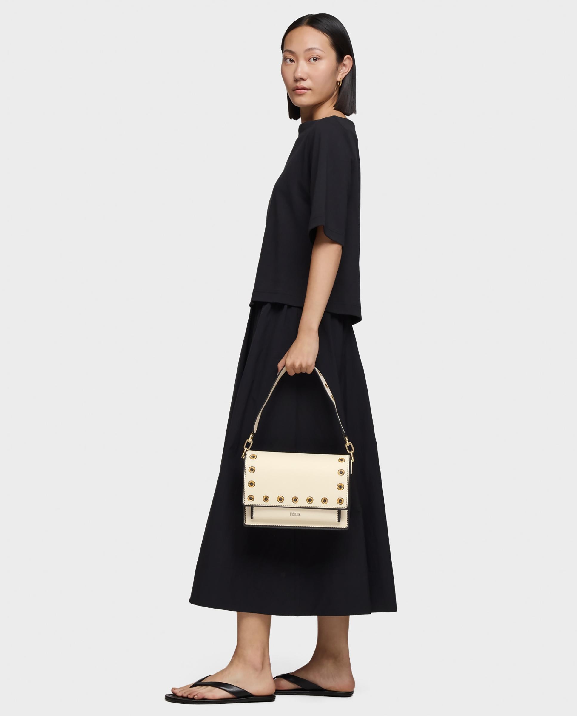 Mala de Ombro Audree Trompe-l'oeil Média Transformável Bege-6