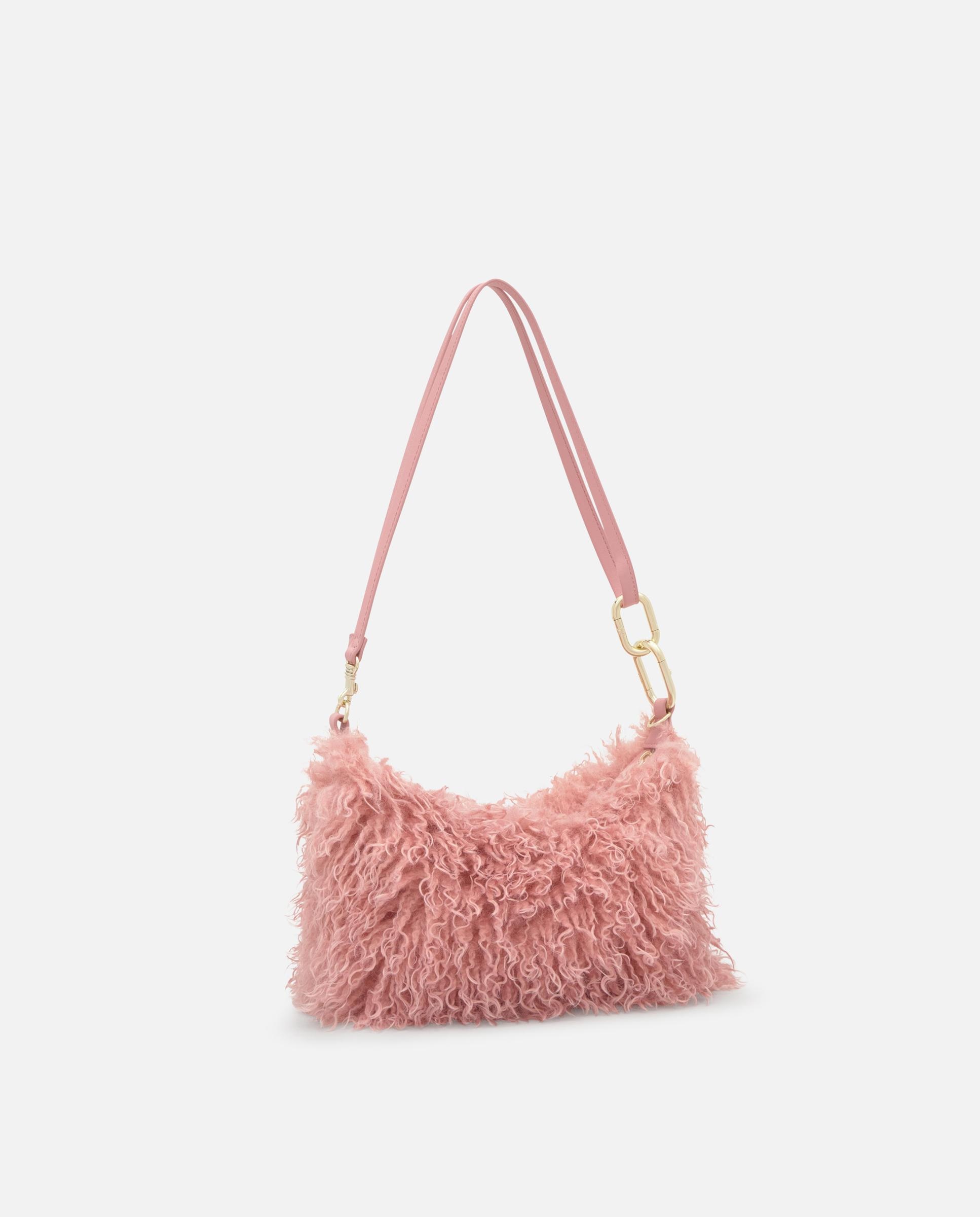 Mala a Tiracolo Hold Pequena com Pelo Transformável Rosa-pastilha-2