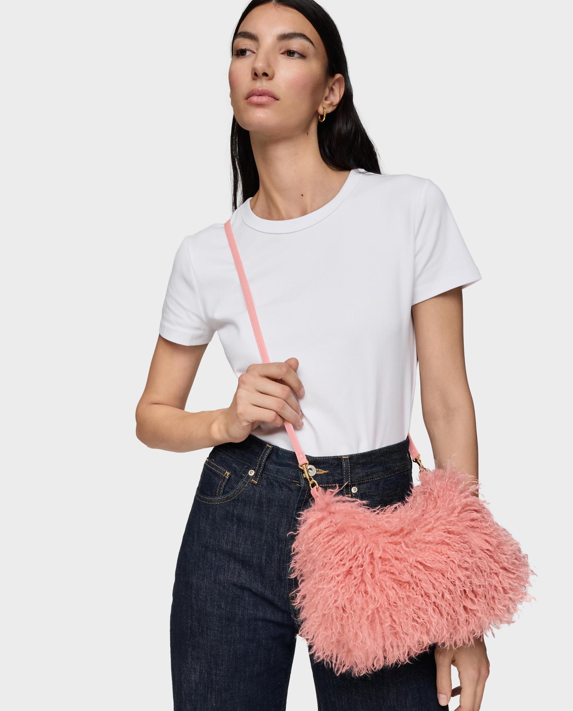 Mala a Tiracolo Hold Pequena com Pelo Transformável Rosa-pastilha-5