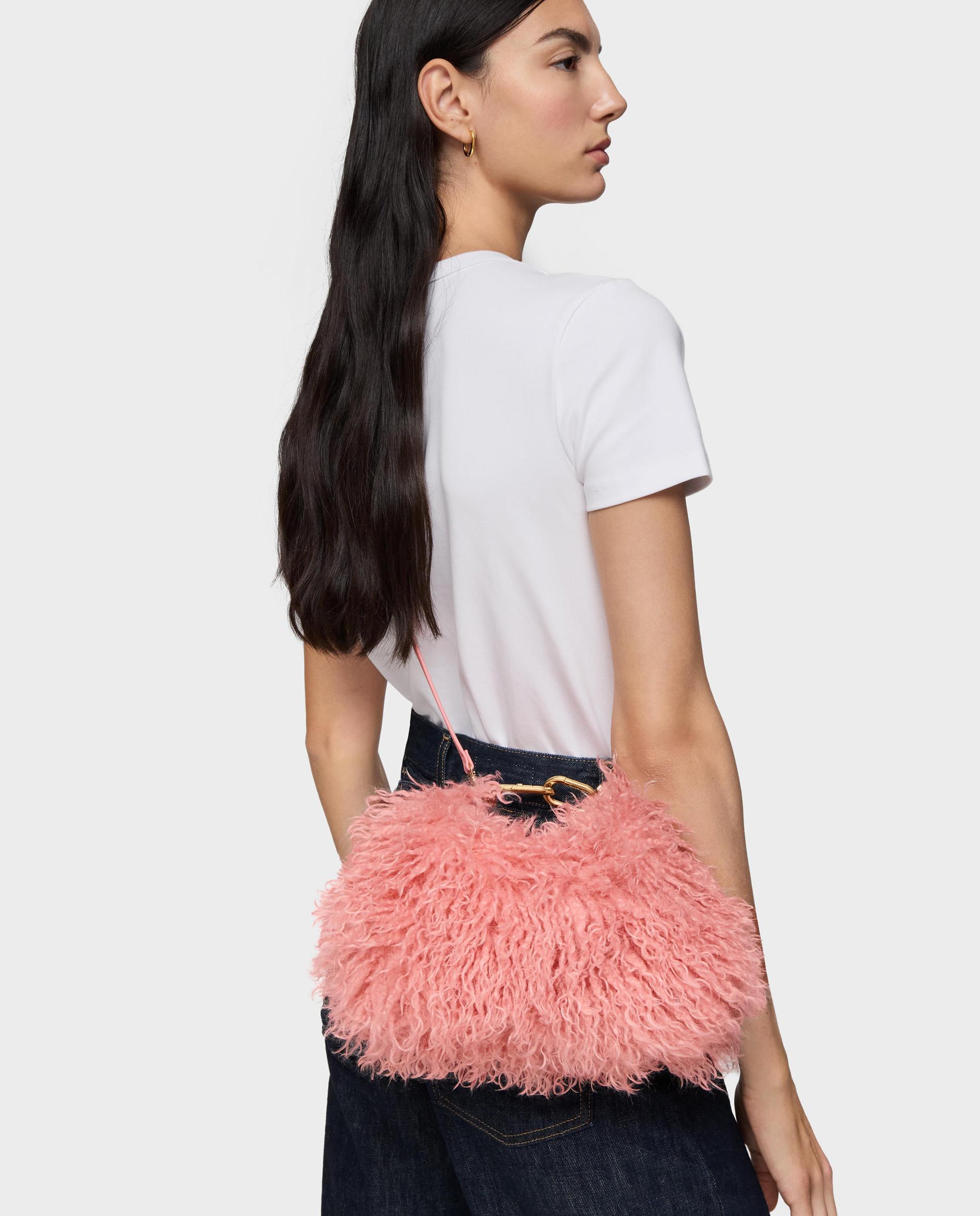 Mala a Tiracolo Hold Pequena com Pelo Transformável Rosa-pastilha-6