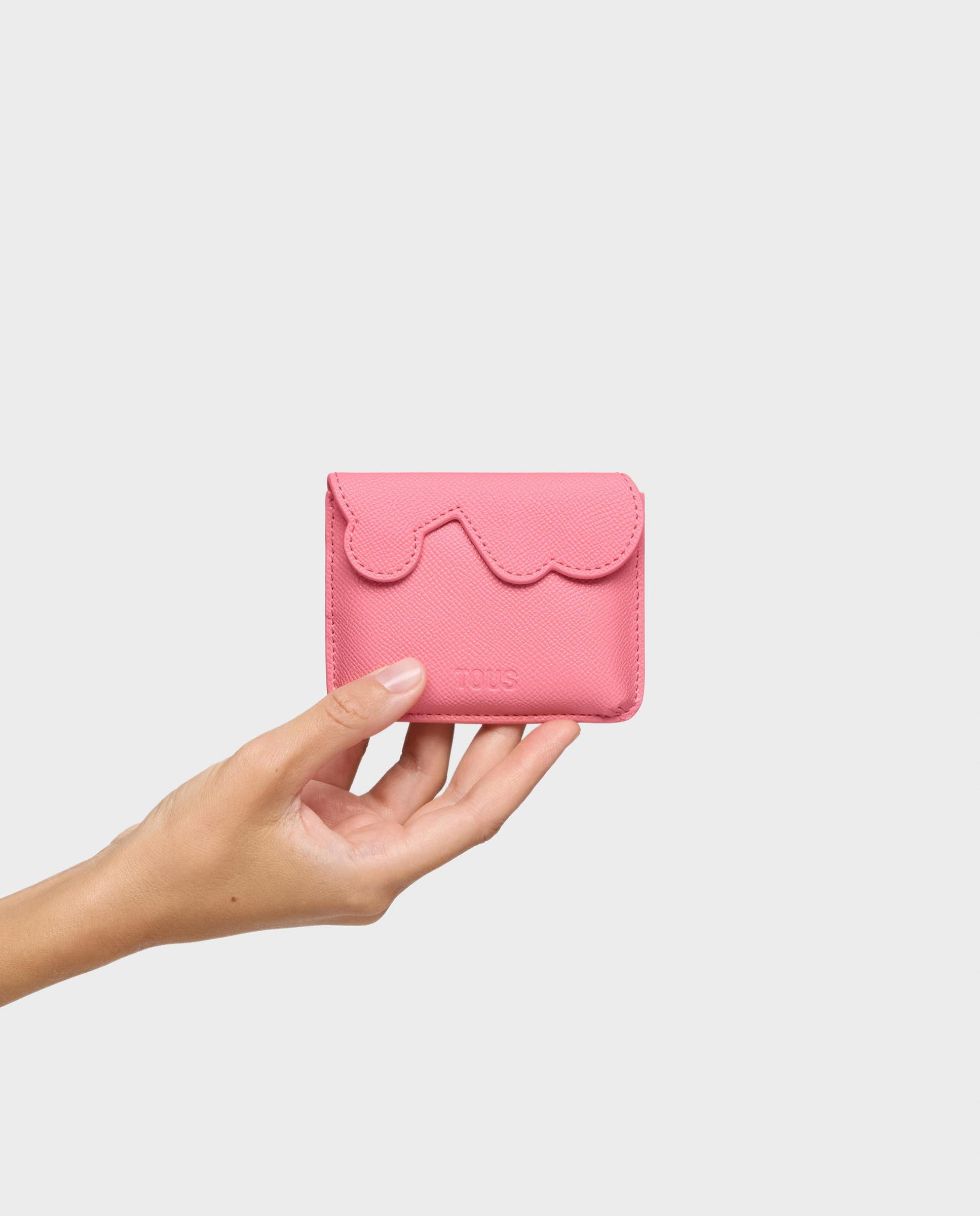 Porta-moedas Porta-cartões Bear Médio com Urso Rosa-pastilha-4