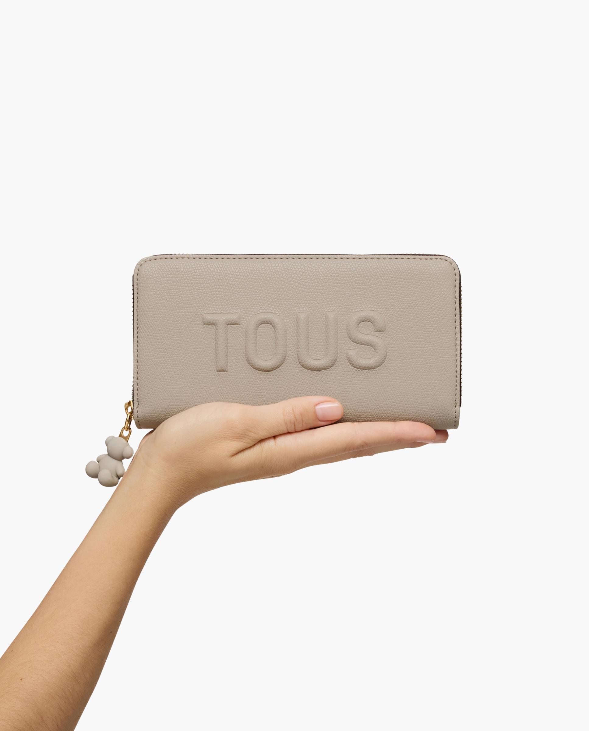 Carteira Back To Basics Grande com Urso Taupe-4