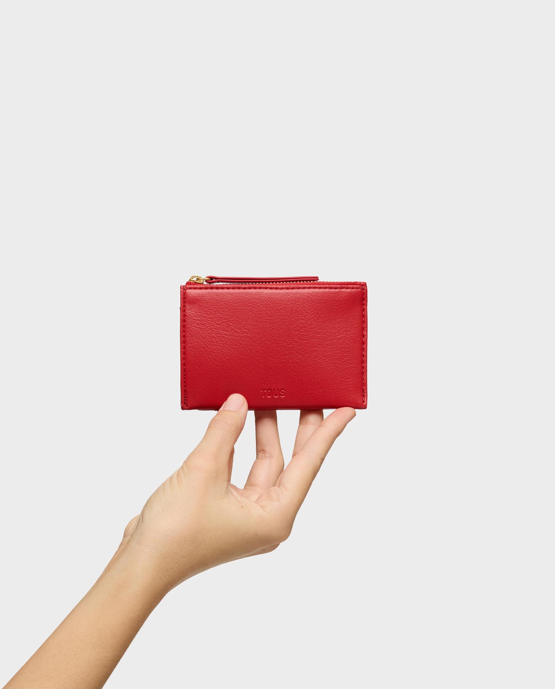 Porta-moedas Porta-cartões Audree Soft Médio Vermelho-4
