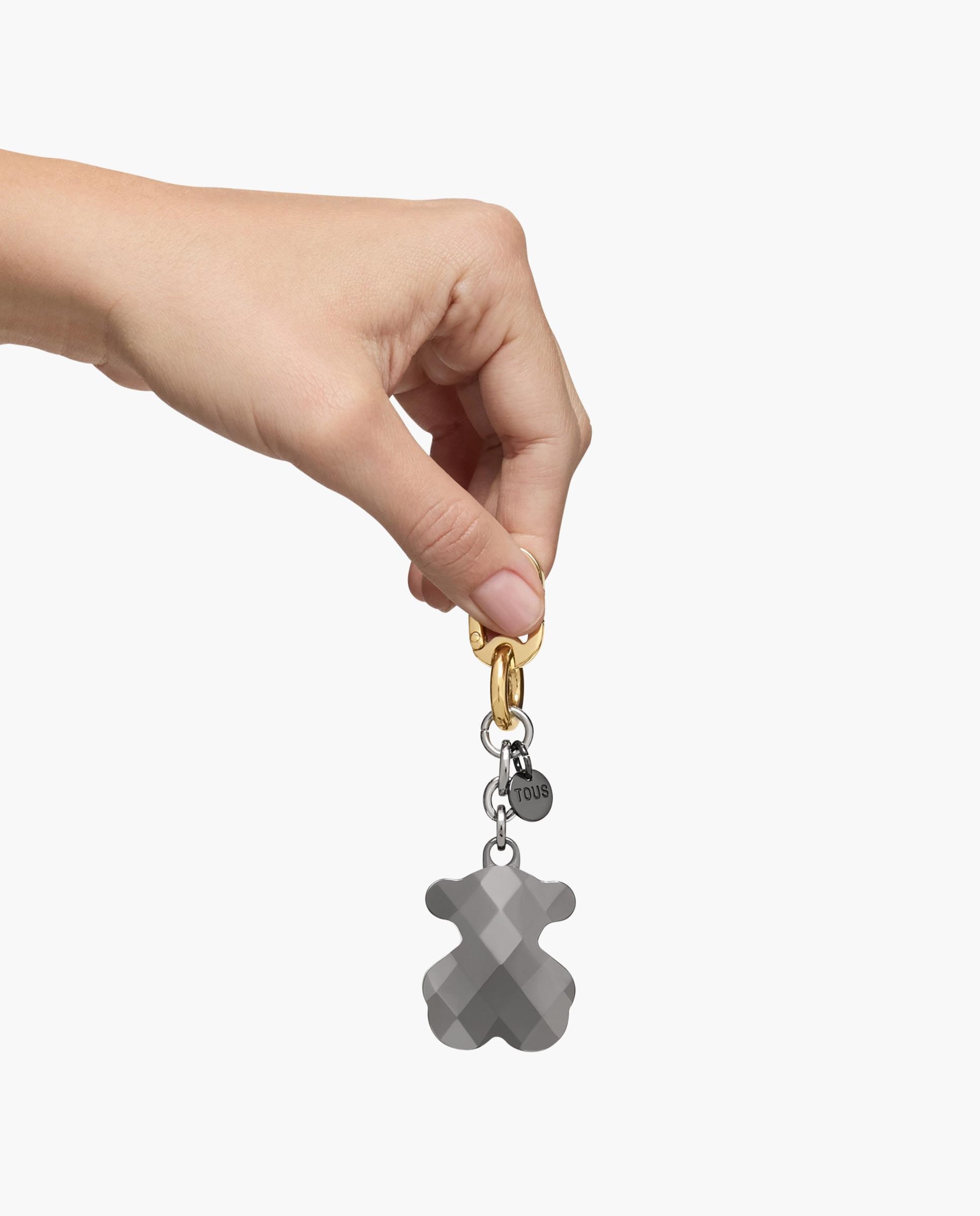 Porta-chaves Facet Bear com Urso em Relevo Preto-3