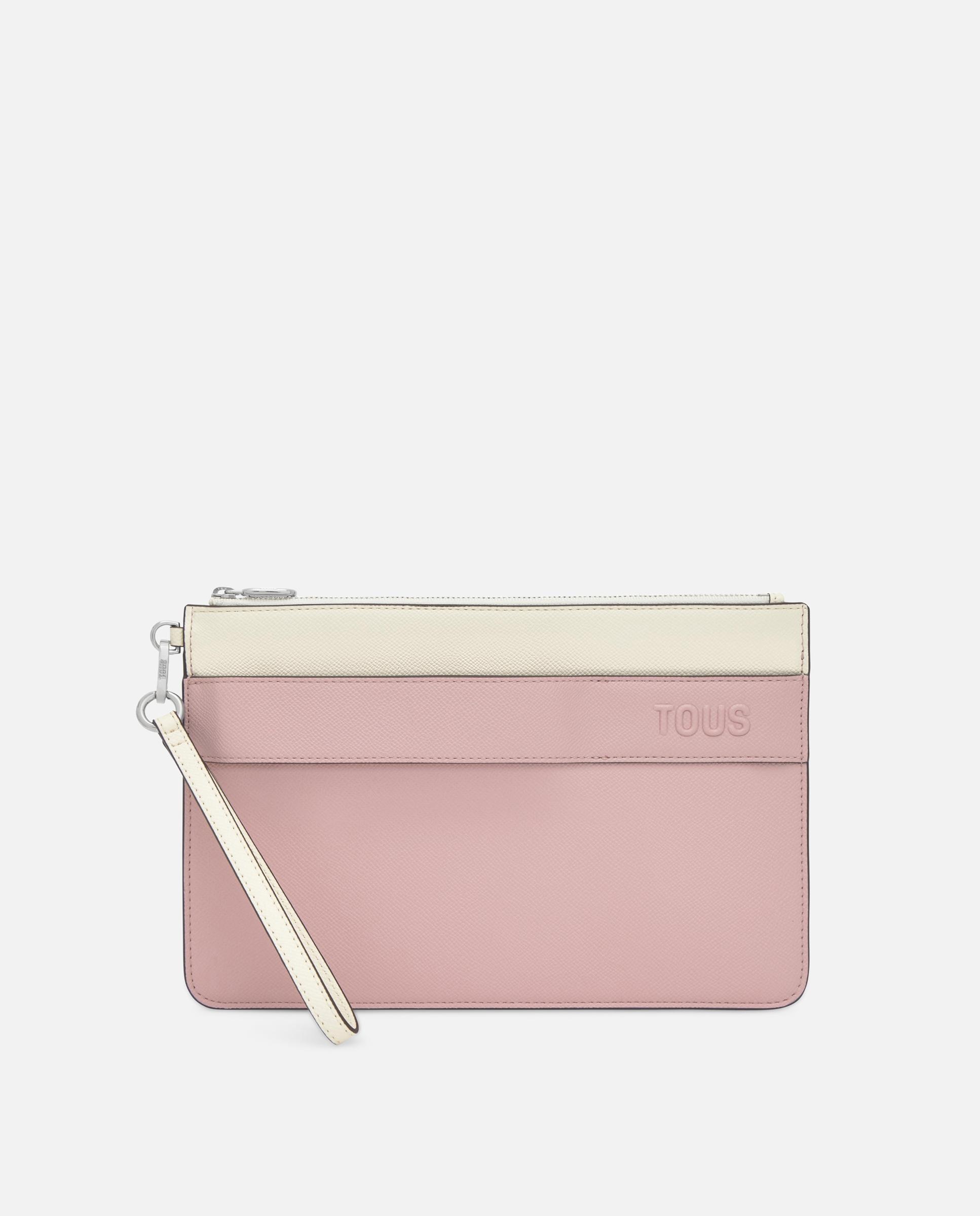 Mala de Mão Clutch Audree Saffiano Rosa-pastel-1