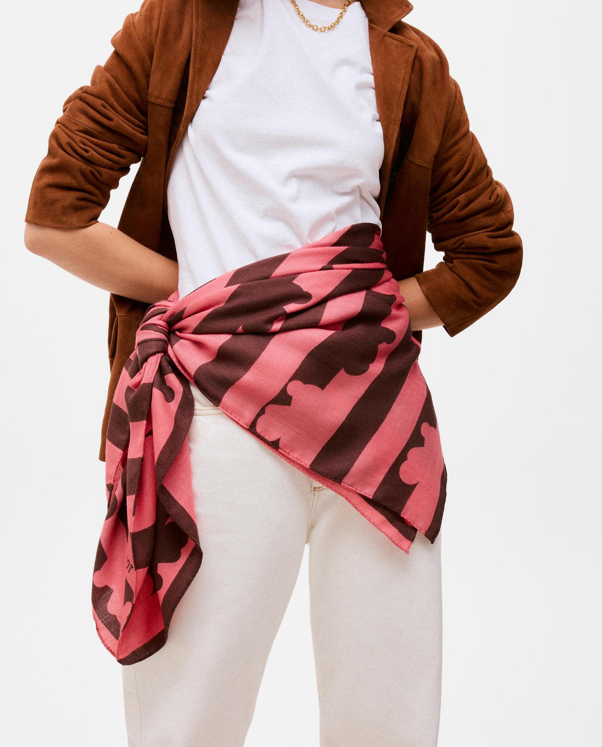 Lenço de Seda Tous Bear Stripes Big Coral-3
