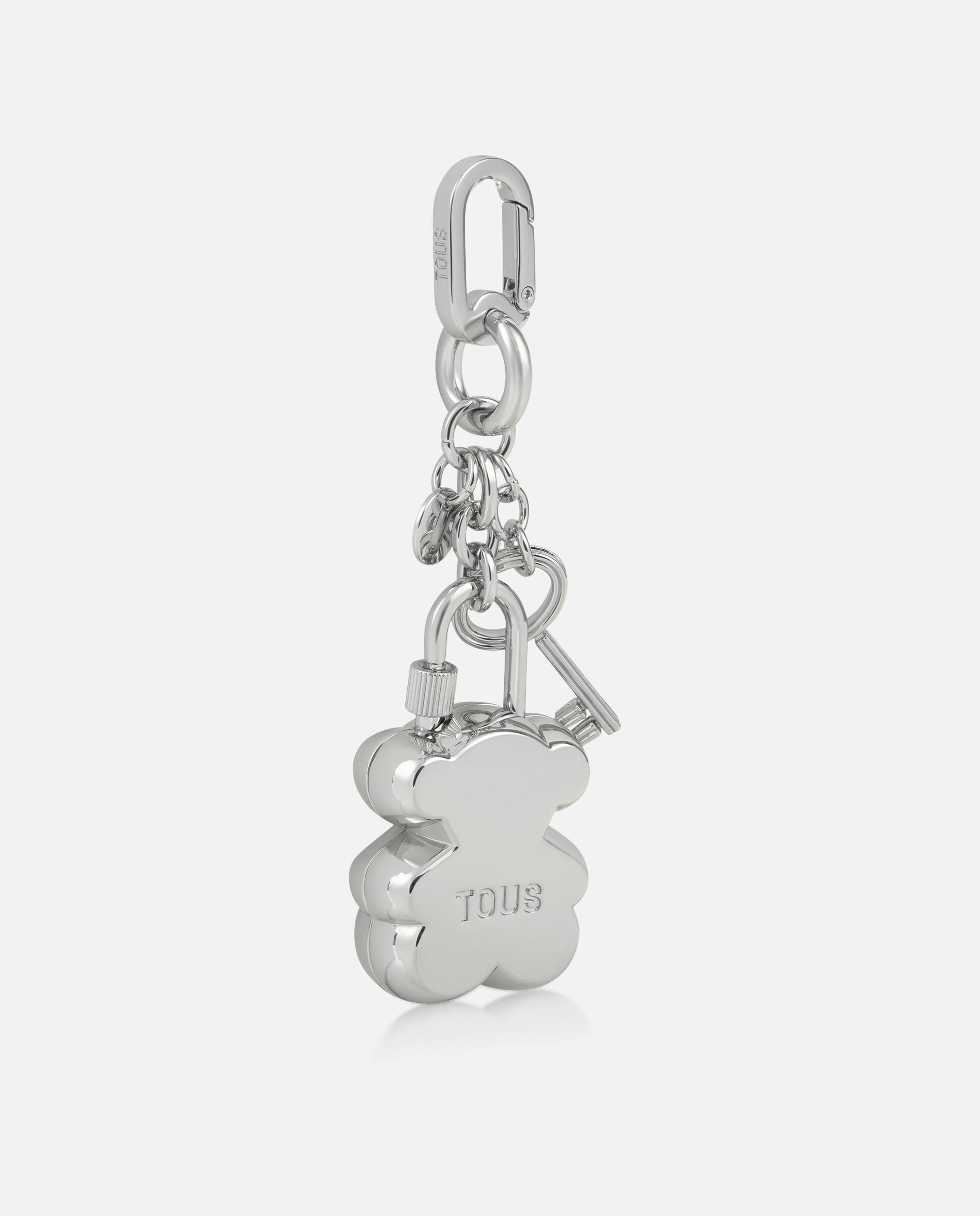 Porta-chaves com Urso e Chave Tous Bear Lock Prateado-2
