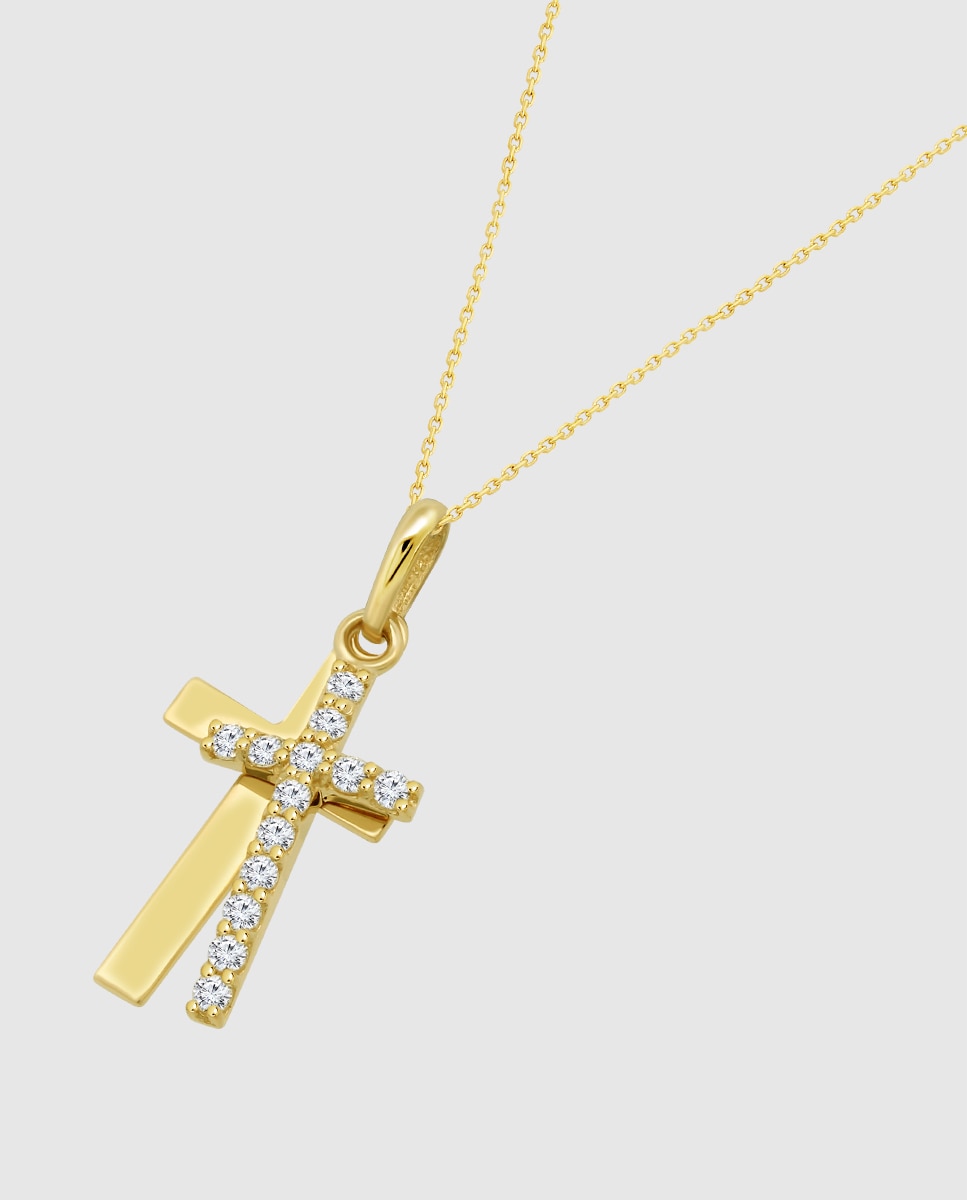 Imagem 0 de Colar Ic00228/43 Basics de Ouro 9k com Acabamento Brilhante e Motivo Cruz