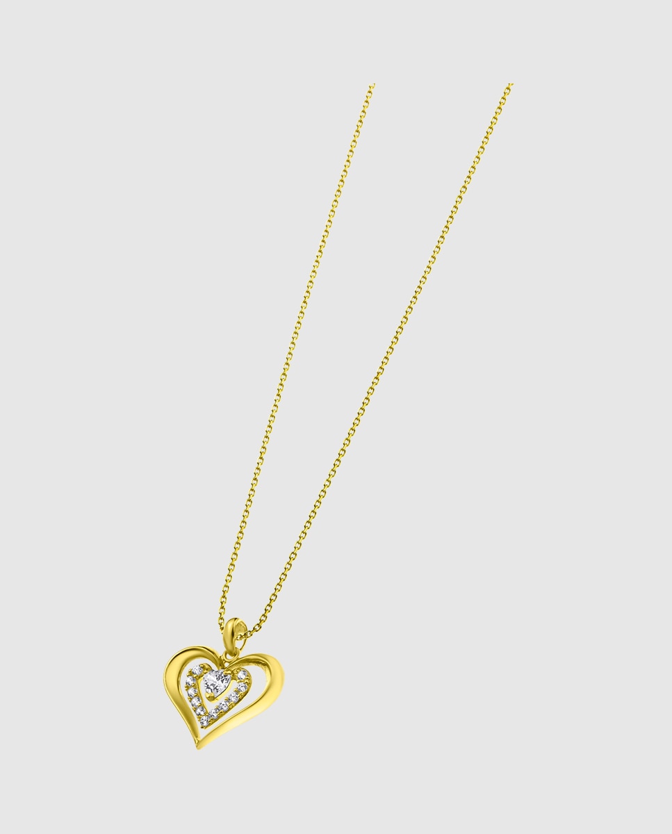 Colar Ic00303/43 Basics de Ouro 9k com Acabamento Brilhante e Motivo Coração Dourado-1