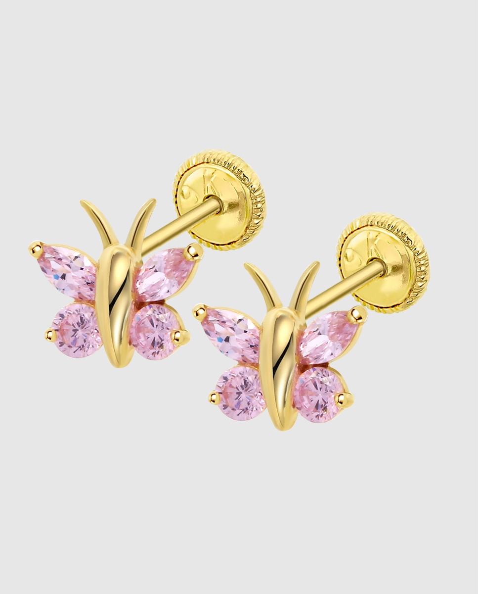 Imagem 0 de Brincos Ic00037/8 Basics de Ouro 9k com Acabamento Brilhante e Motivo Borboleta