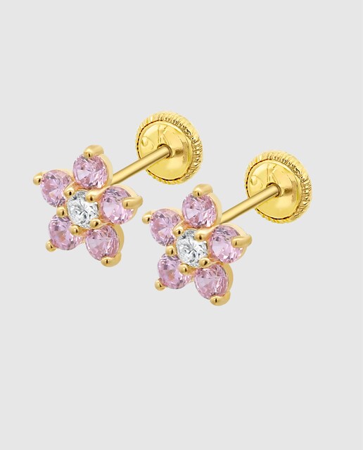 Imagem 0 de Brincos Ic00043/8 Basics de Ouro 9k com Acabamento Brilhante e Motivo Flor