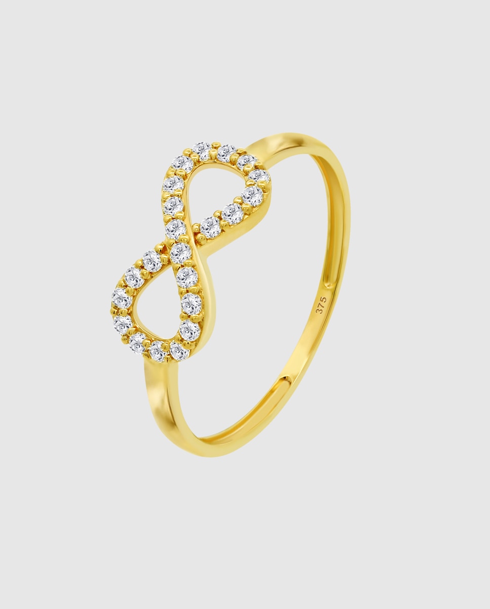 Anel Af00014 Basics de Ouro 9k com Acabamento Brilhante e Motivo Infinito Dourado-1