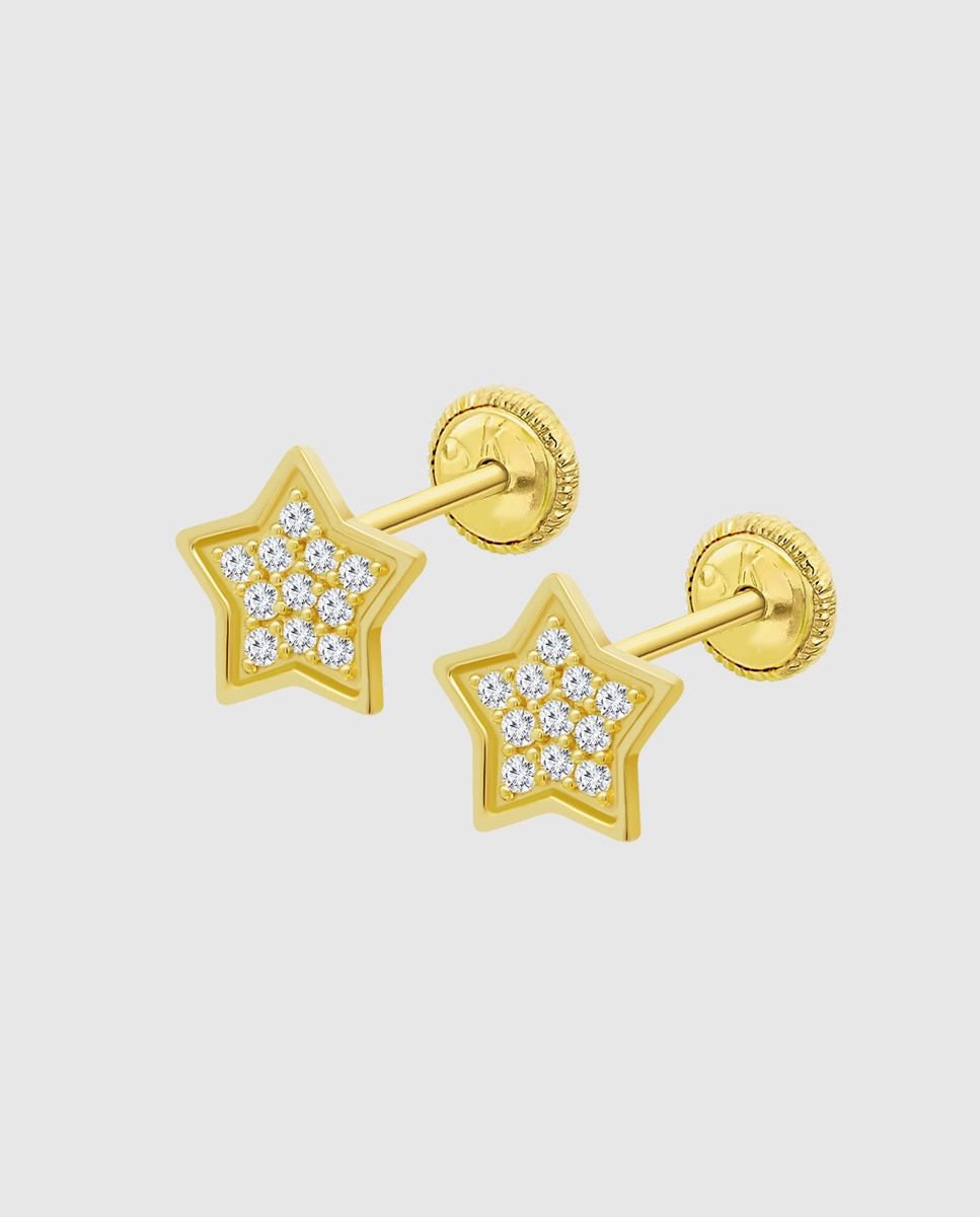 Brincos Infantil Lg00087/8 Basics de Ouro 9k com Acabamento Brilhante e Estrela Dourado-1