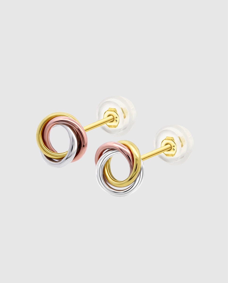 Brincos Lg00092/7 Basics de Ouro 9k com Acabamento Brilhante e Motivo Geométrico Multicolor-1