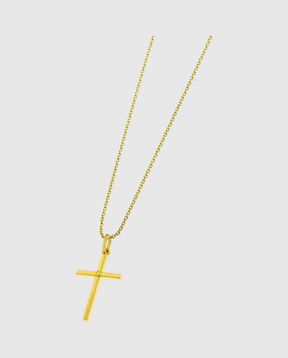 Colar Lg00074/43 Basics de Ouro 9k com Acabamento Brilhante e Motivo Cruz Dourado-1