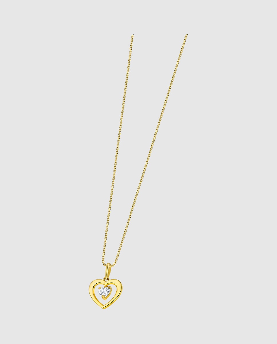 Colar Ic00338/43 Basics de Ouro 9k com Acabamento Brilhante e Motivo Coração Dourado-1