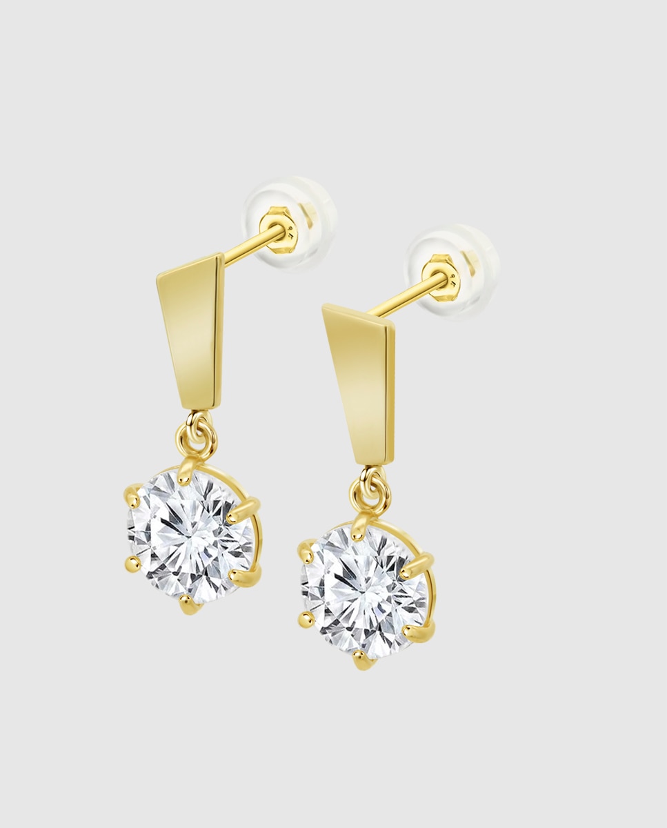 Brincos Ic00328 Basics de Ouro 9k com Acabamento Brilhante Dourado-1
