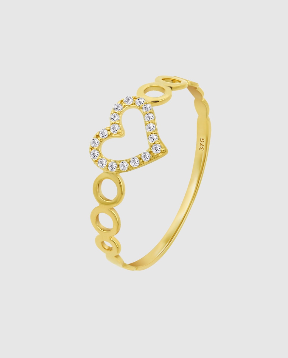 Anel Ar00101 Basics de Ouro 9k com Acabamento Brilhante e Motivo Coração Dourado-1