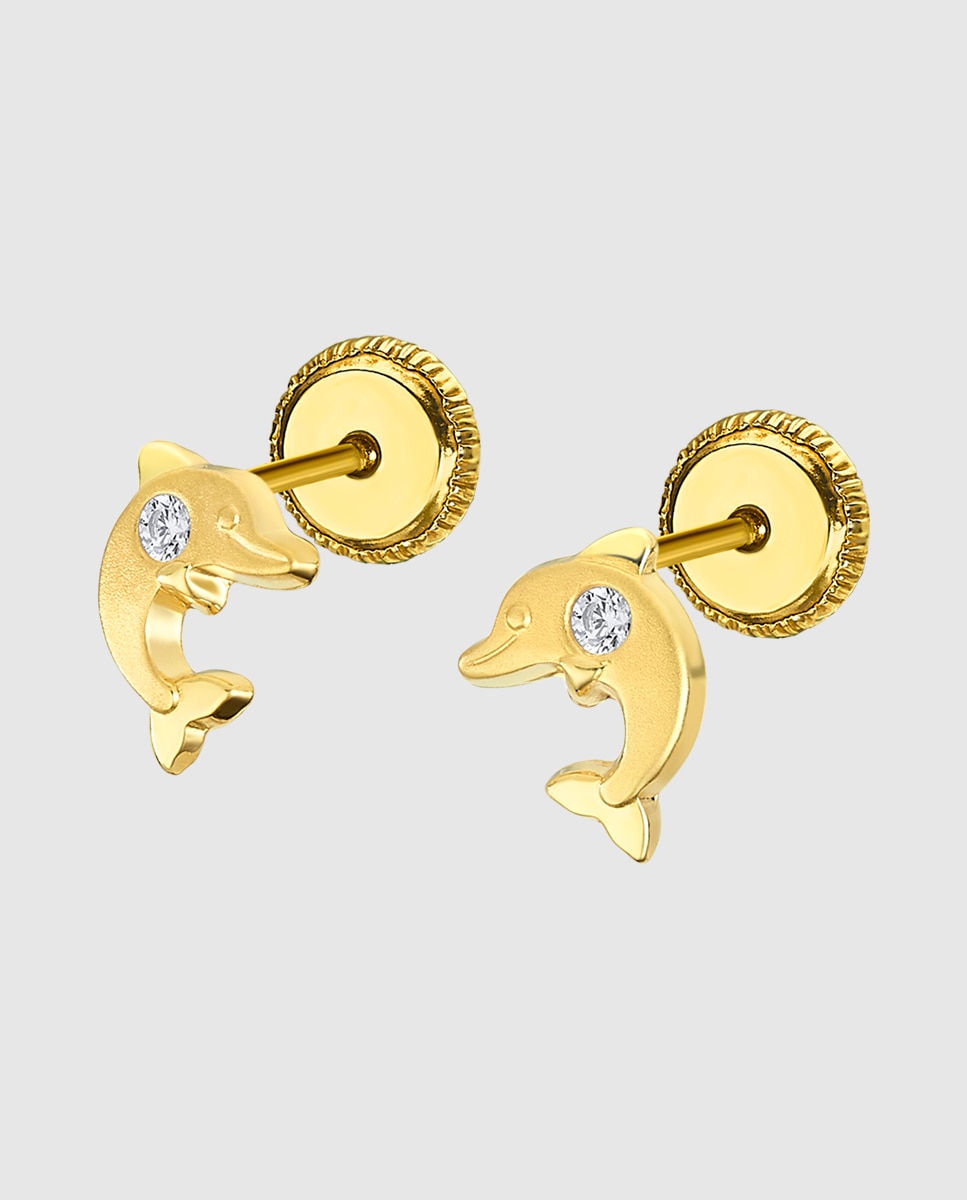 Brincos Infantil Lg00182 Basics de Ouro 9k e Motivo Animais Dourado-1