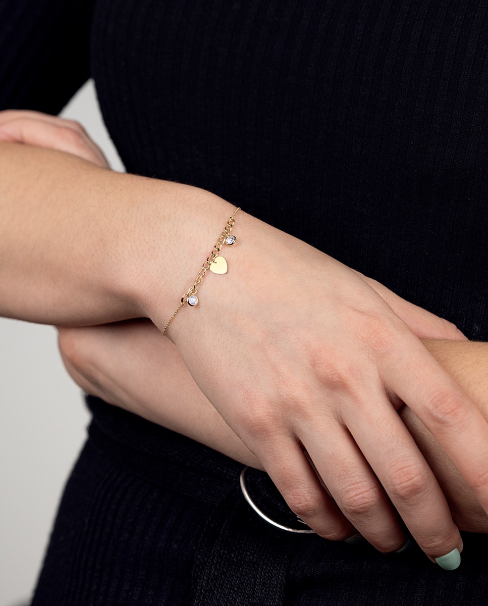 Pulseira Ar00129/19 Basics de Ouro 9k com Acabamento Brilhante e Motivo Coração Dourado-2
