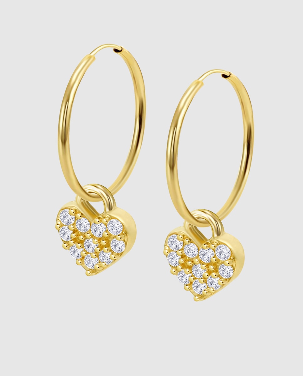 Brincos Lg00262/10 Basics de Ouro 9k com Acabamento Brilhante e Motivo Coração Dourado-1