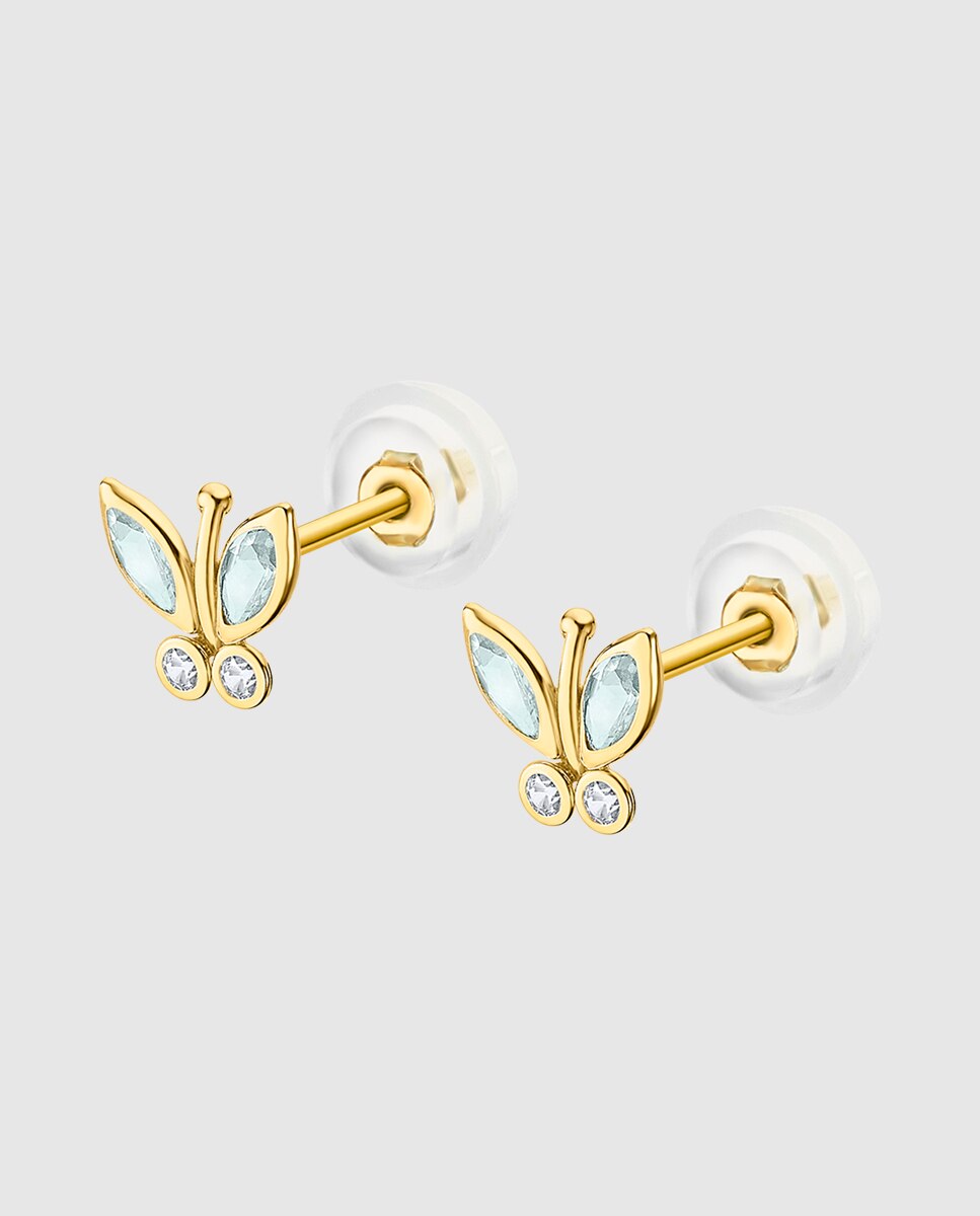Brincos Lg00240 Basics de Ouro 9k com Acabamento Brilhante e Motivo Borboleta Dourado-1