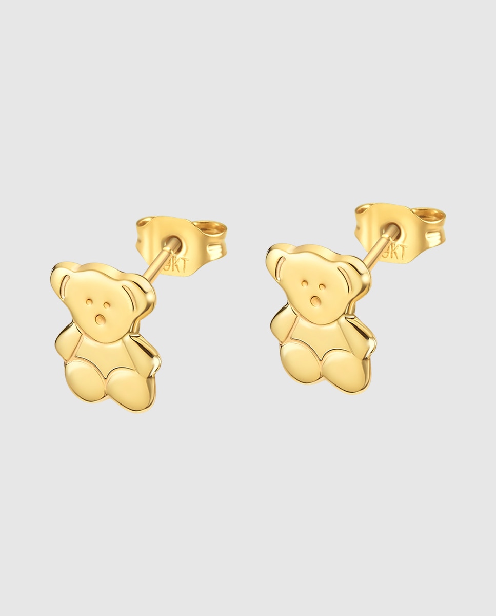 Brincos Infantil Fg00063 Basics de Ouro 9k com Acabamento Brilhante e Motivo Animais Dourado-1