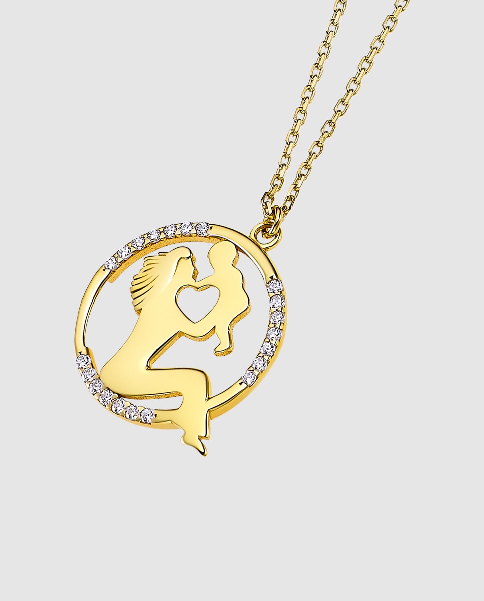 Af00086/45 Basics de Ouro 9k com Acabamento Brilhante e Motivo Mãe Dourado-1