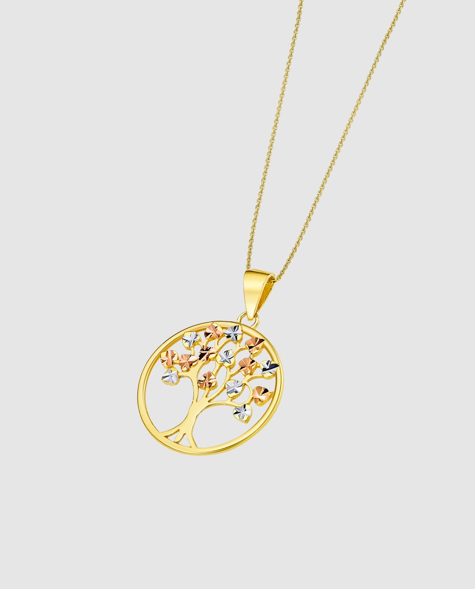Colar Os00016/43 Basics de Ouro 9k com Acabamento Brilhante e Motivo Árvore Da Vida Multicolor-1