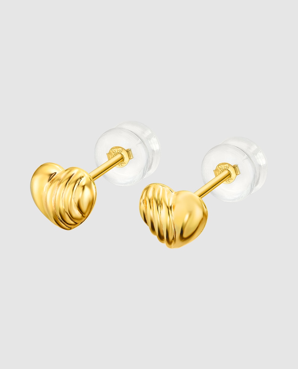 Brinco Lu00028 Basics de Ouro 9k com Acabamento Brilhante e Motivo Coração Dourado-1