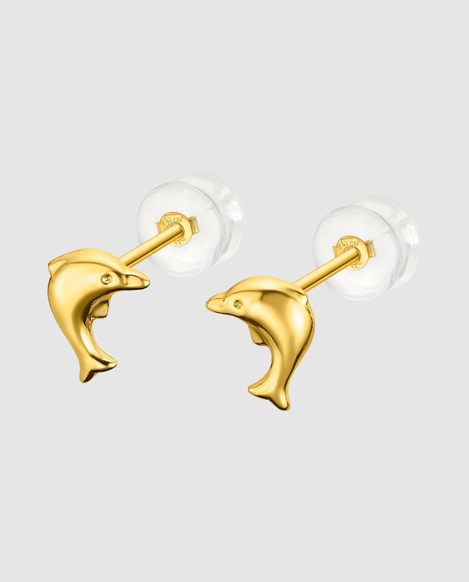 Brinco Infantil Lu00030 Basics de Ouro 9k com Acabamento Brilhante e Motivo Natureza Dourado-1