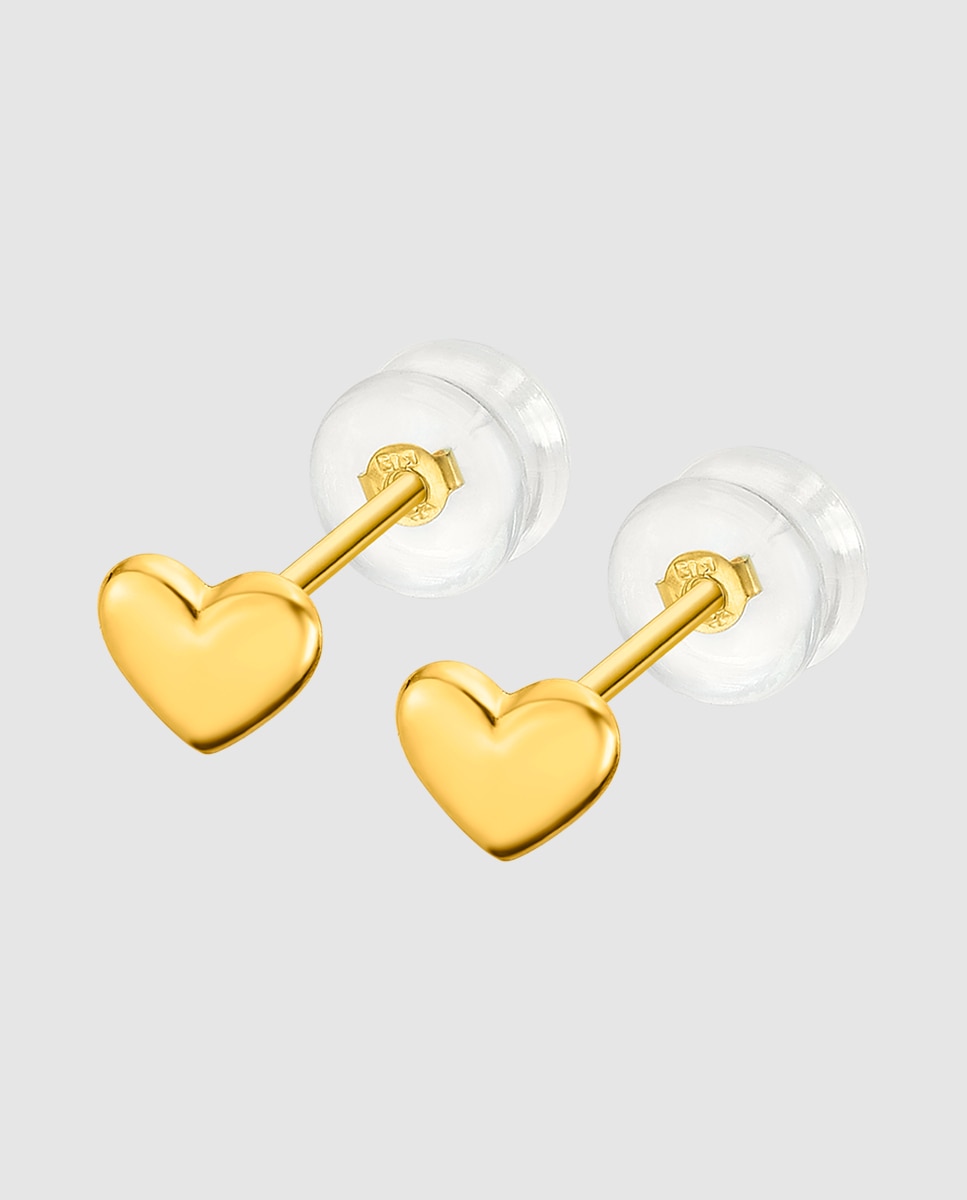 Brinco Lu00027 Basics de Ouro 9k com Acabamento Brilhante e Motivo Coração Dourado-1
