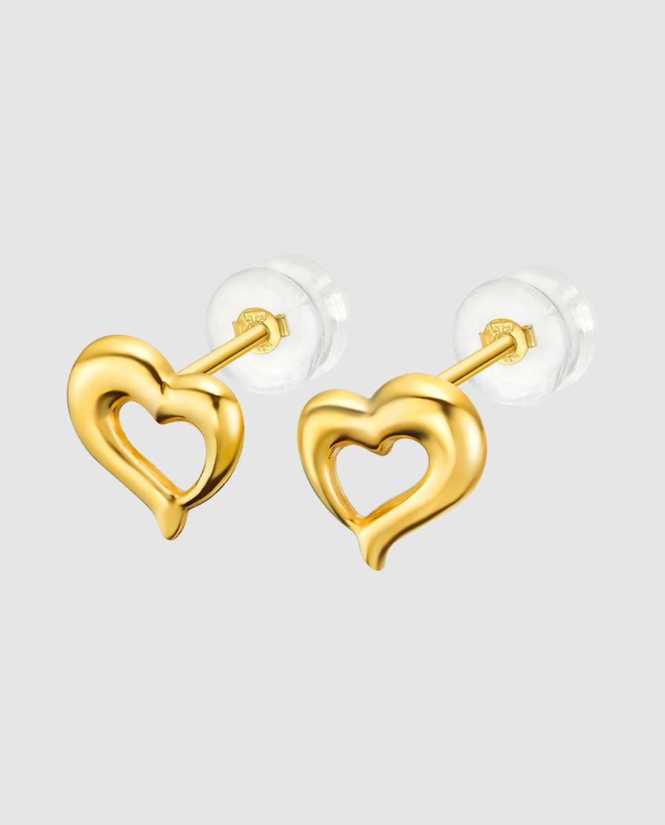 Brinco Lu00029 Basics de Ouro 9k com Acabamento Brilhante e Motivo Coração Dourado-1