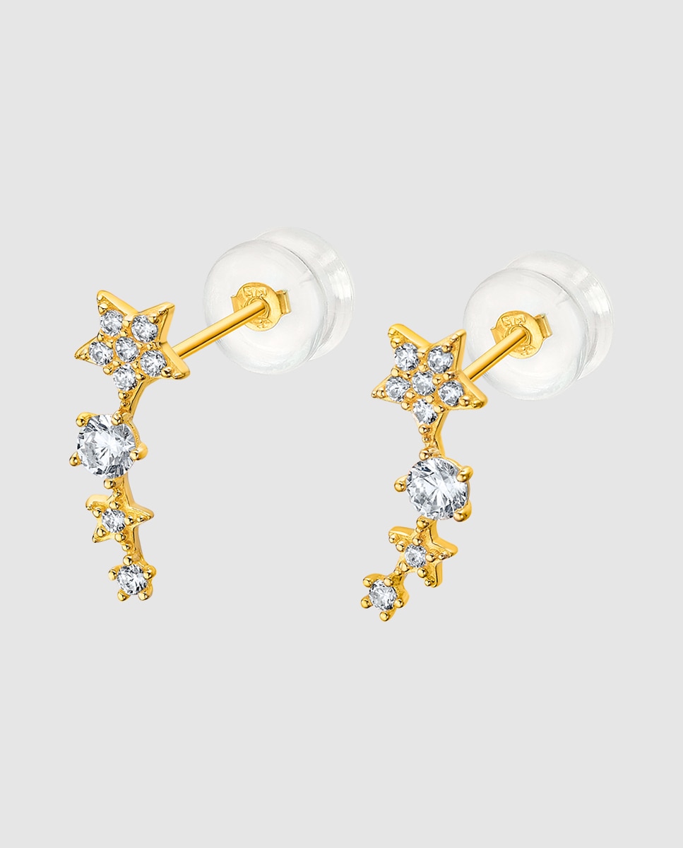 Brinco Lu00017 Basics de Ouro 9k com Acabamento Brilhante e Motivo Estrela Dourado-1