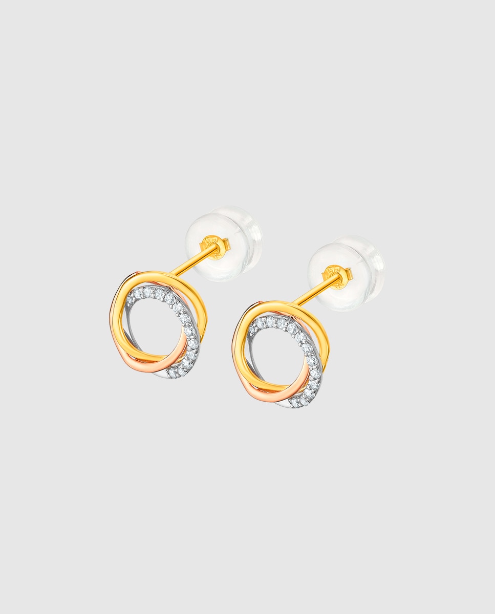 Brincos Lu00007 Basics de Ouro 9k com Acabamento Brilhante Multicolor-1