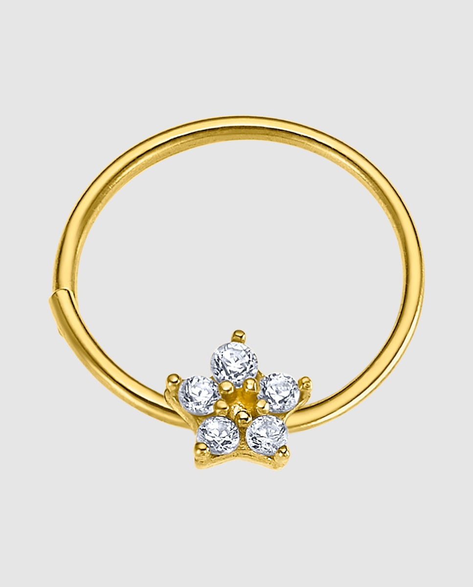 Piercing Lg00295 Basics de Ouro 9k com Acabamento Brilhante e Motivo Flor Dourado-1