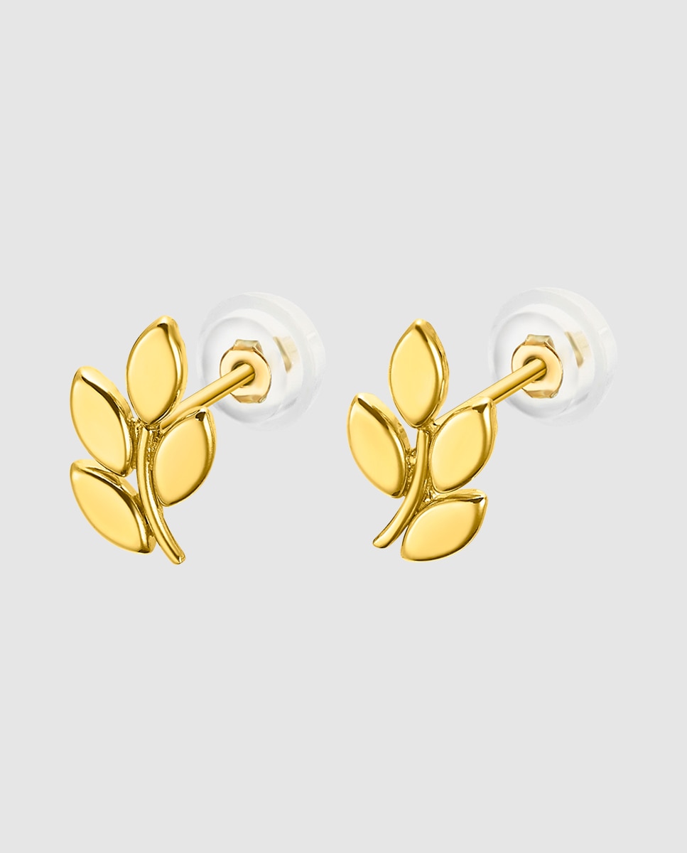 Brinco Lg00289 Basics de Ouro 9k com Acabamento Brilhante e Motivo Natureza Dourado-1