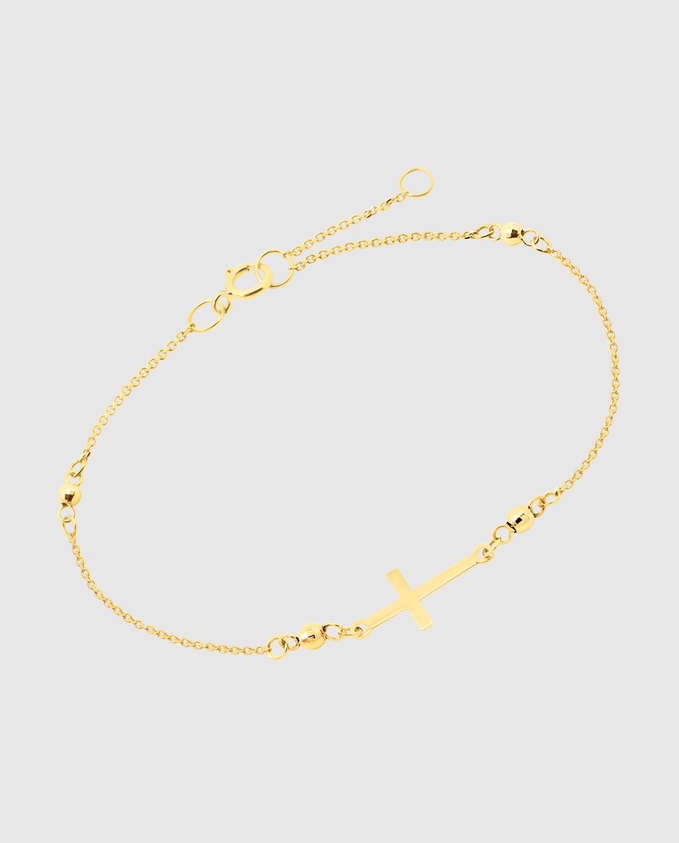 Imagem 0 de Pulseira Hin00011/18 Basics de Ouro 9k com Acabamento Brilhante e Motivo Cruz