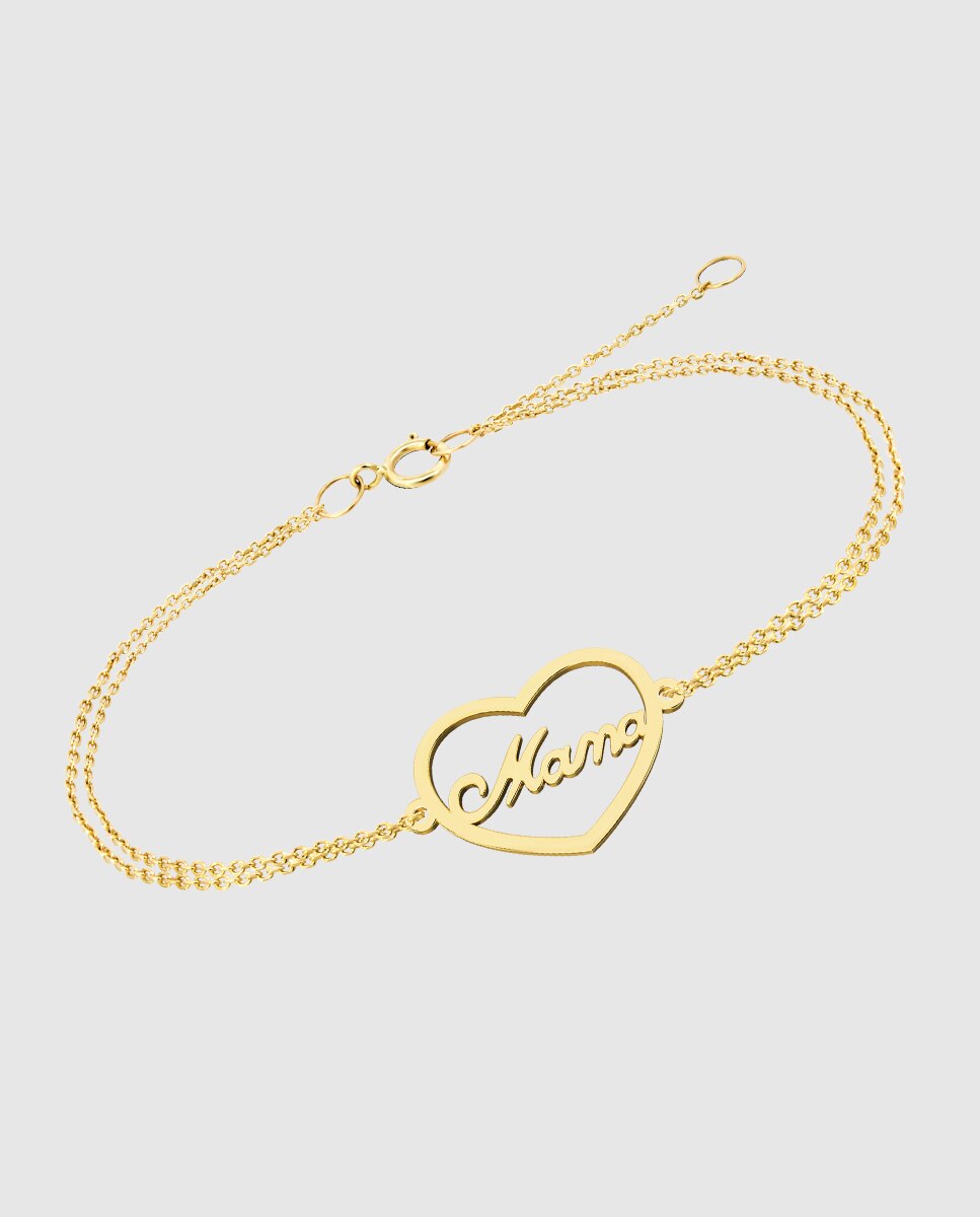 Imagem 0 de Pulseira Hin00012/18 Basics de Ouro 9k com Acabamento Brilhante e Motivo Coração