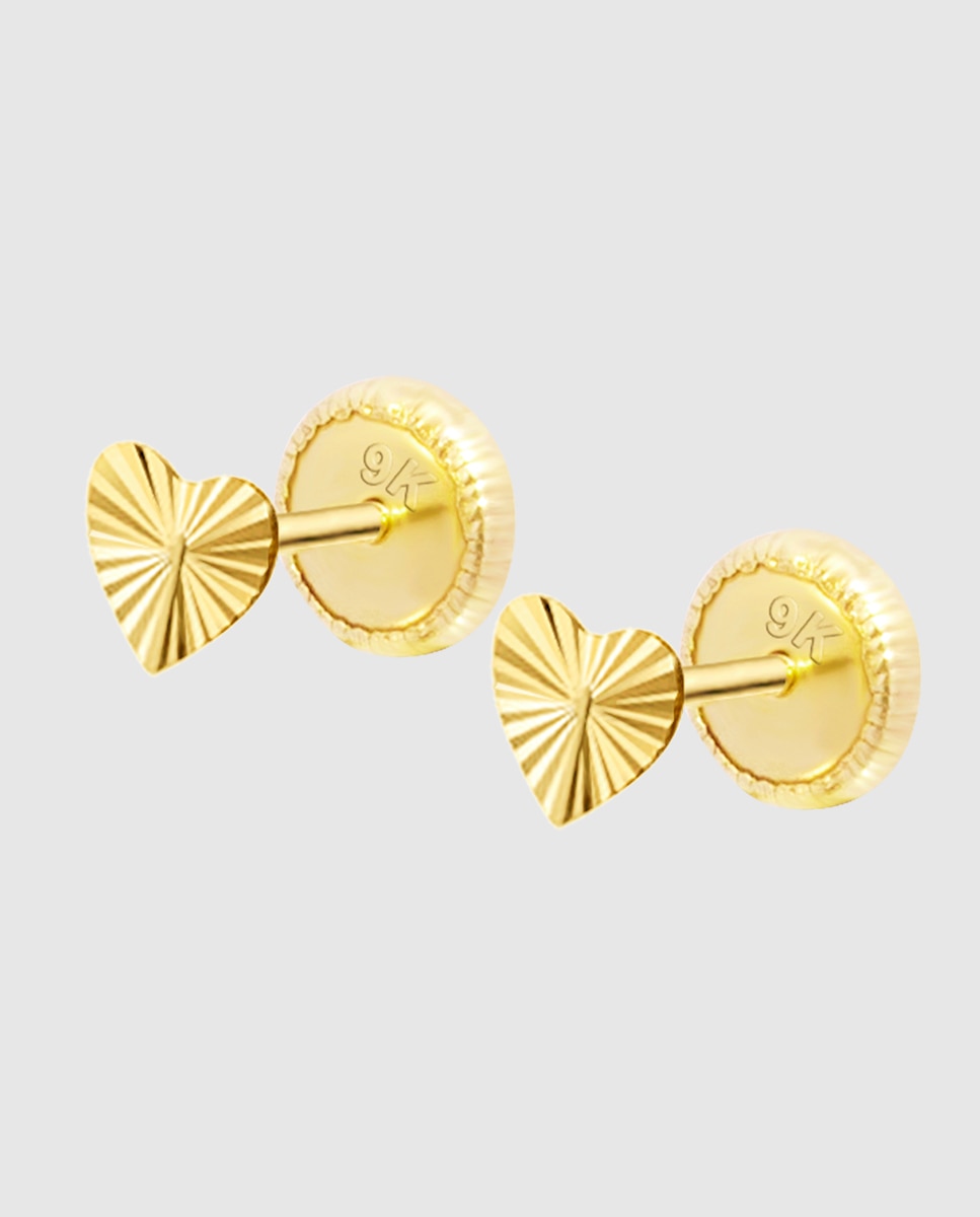 Brincos Infantil Hin00010/4 Basics de Ouro 9k com Acabamento Brilhante e Motivo Coração Dourado-1