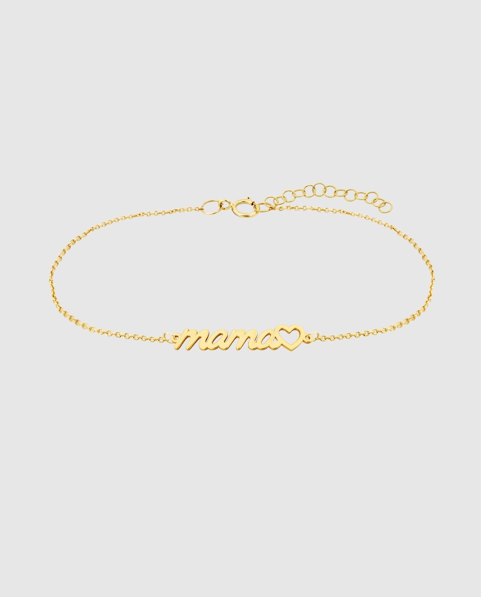 Imagem 0 de Pulseira Hin00023/18 Basics de Ouro 9k com Acabamento Brilhante e Motivo Mamã