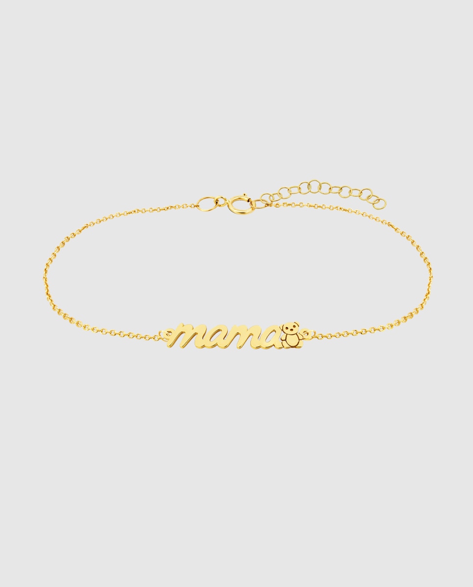 Imagem 0 de Pulseira Hin00025/18 Basics de Ouro 9k com Acabamento Brilhante e Motivo Mamã