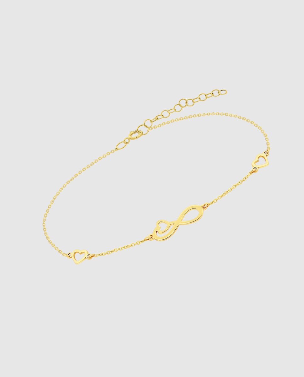 Imagem 0 de Pulseira Hin00041/18 Basics de Ouro 9k com Acabamento Brilhante e Motivo Infinito