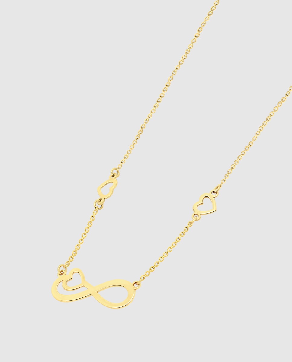 Colar Hin00042/43 Basics de Ouro 9k com Acabamento Brilhante e Motivo Infinito Dourado-1
