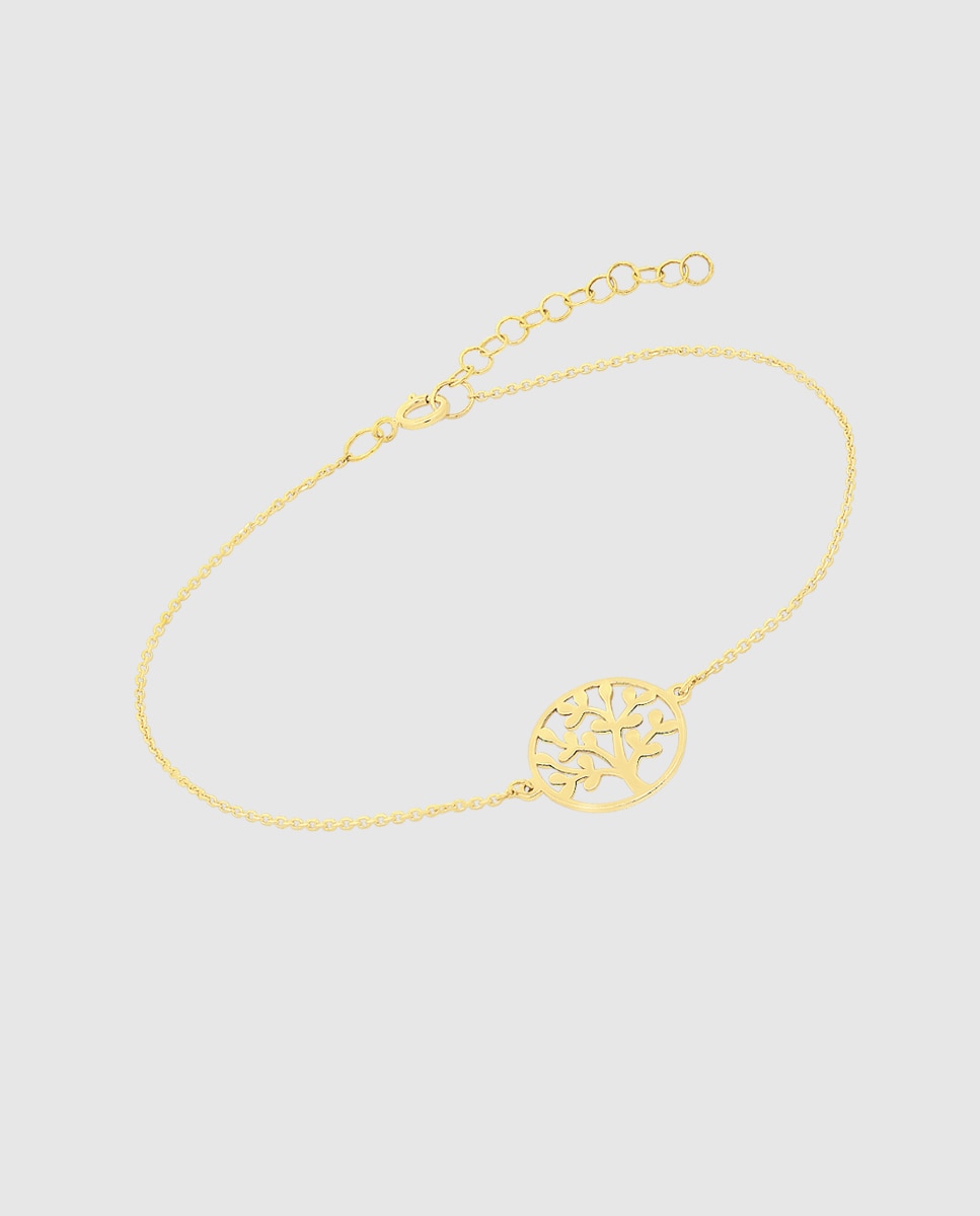 Imagem 0 de Pulseira Hin00047/18 Basics de Ouro 9k com Acabamento Brilhante e Motivo Árvore Da Vida