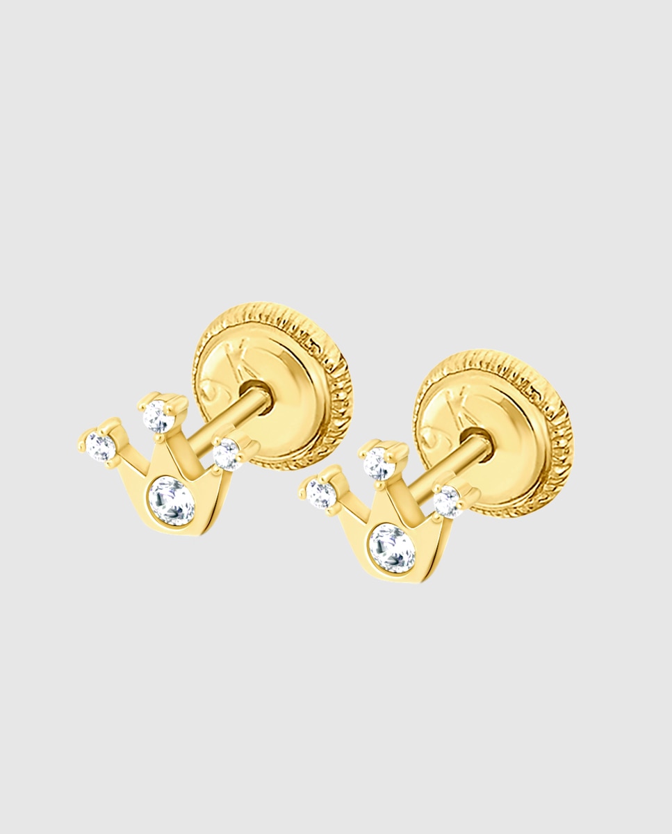 Brincos Infantil Hin00039 Basics de Ouro 9k com Acabamento Brilhante e Motivo Fantasia Dourado-1