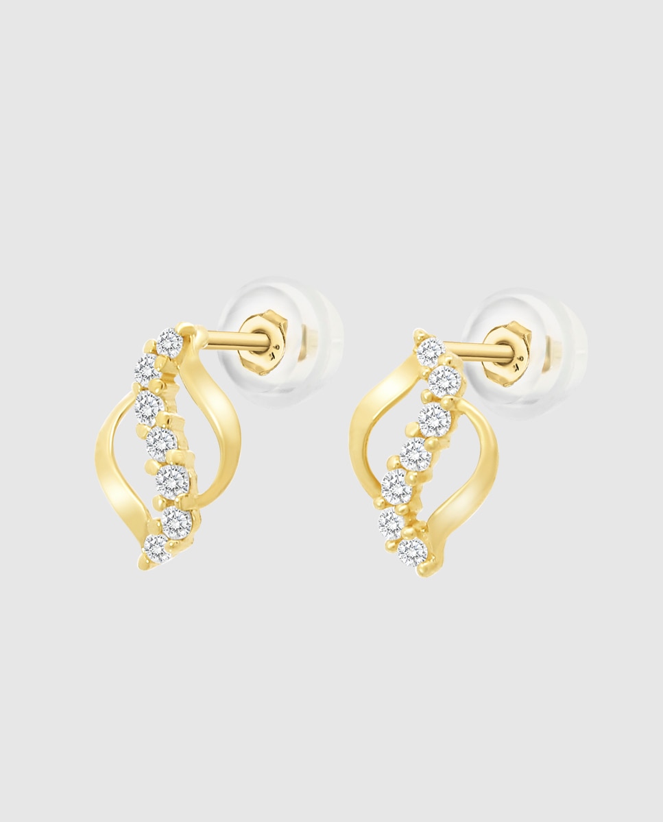 Brincos Hin00085 Basics de Ouro 9k com Acabamento Brilhante Dourado-1