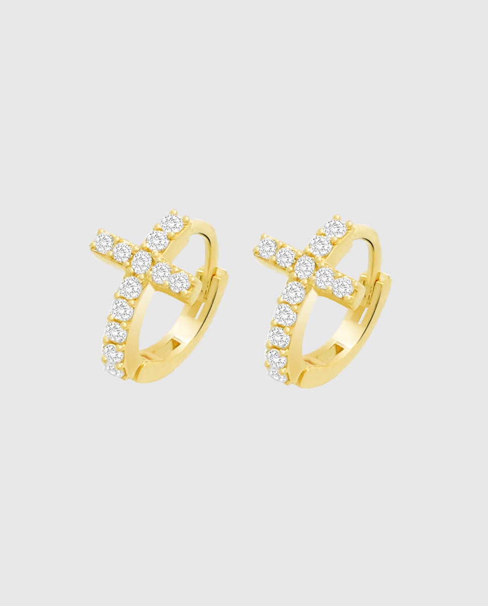 Brincos Hin00143 Basics de Ouro 9k com Acabamento Brilhante Dourado-1
